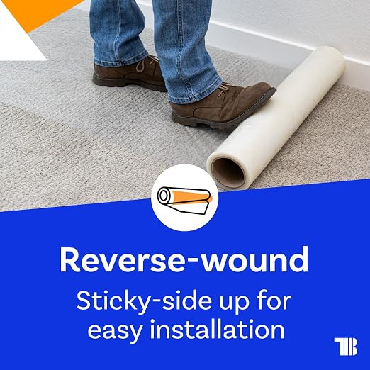 TapeManBlue Carpet Protection Film 36" x 200', 4 Rolls, Self Adhesive Plastic - Image 7