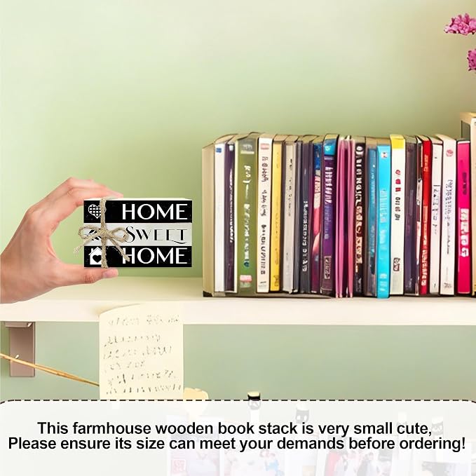 Mini Decorative Books For Home Decor, Small Wood Book Stack For Table Decor - Image 2