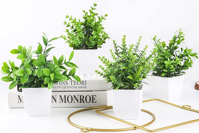 Der Rose 4 Pack Fake Plants, no-care potted greenery, - Image 9