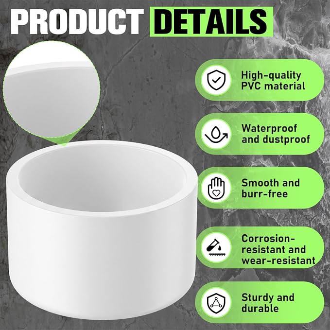 10 Packs 2-1/2 Inch PVC Pipe End Cap, Fits 2.87" Od Schedule 40 Furniture Grade - Image 3