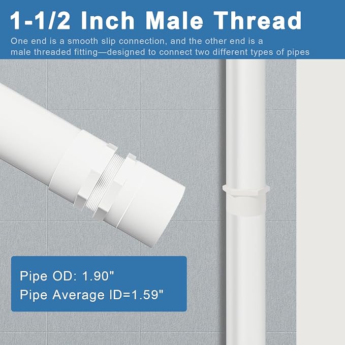 1.5 Inch Male Thread PVC Fittings White 2-Way PVC Pipe Coupling Adapter - Image 5