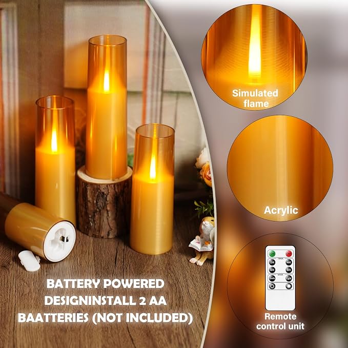 kakoya Flameless LED Candles Upgraded Realistic Flickering Flame, LED Pillar - Image 2