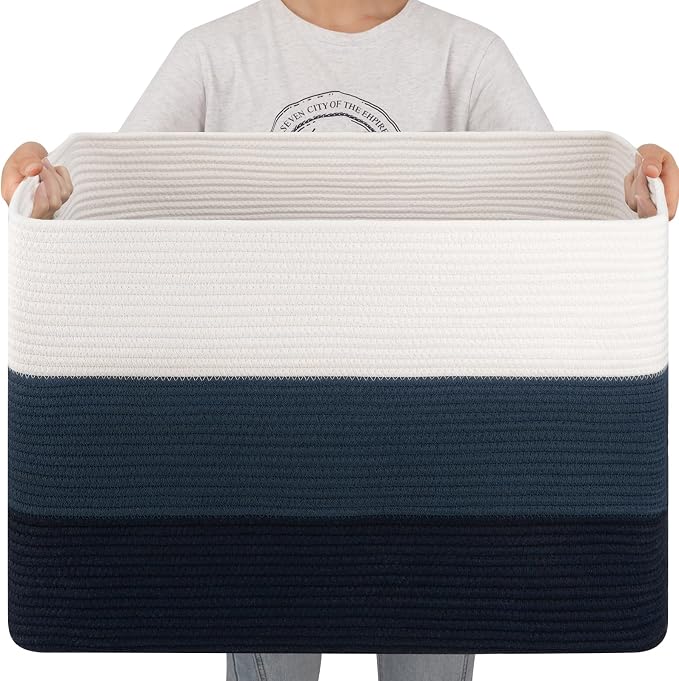 OIAHOMY 108L Extra Large Blanket Basket Dog Toy Basket Gradient Blue | by MasterofSpaceOptimization