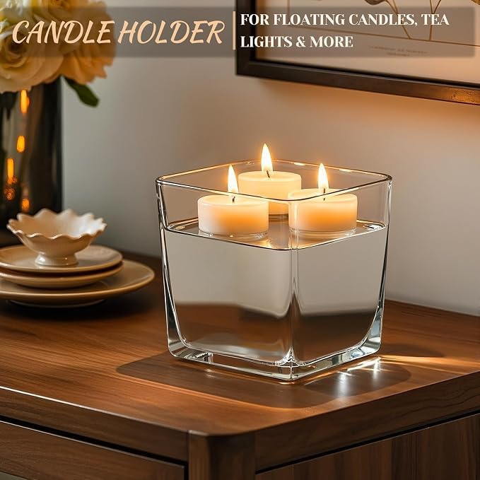 CONNOO 6 Pack 5" x 5" x 5" Clear Square Glass Vase - Image 4