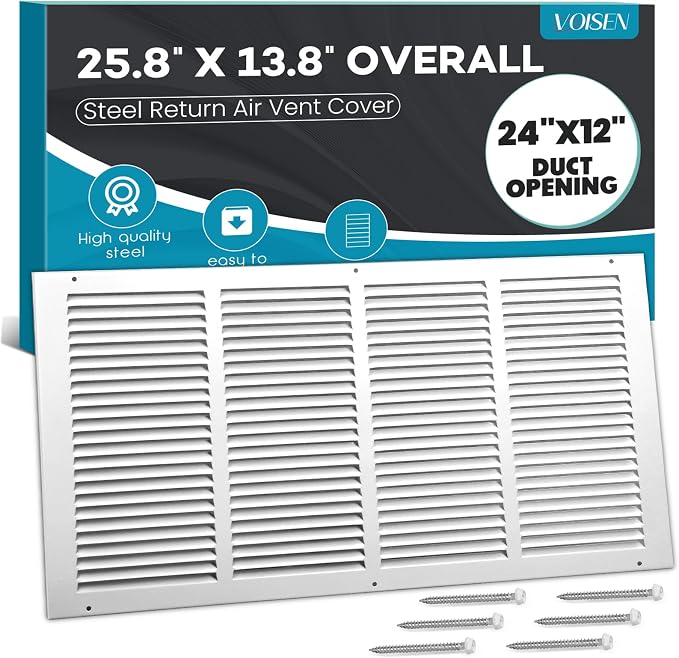 VOISEN Return Air Grille, Fits 24x12 Duct Opening, Steel Return Vent Cover by VOISEN