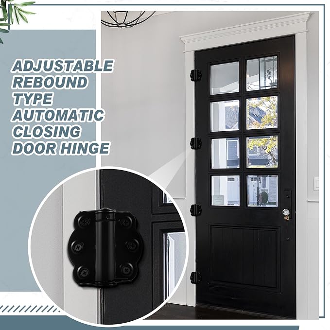 Zonon 4 Pack Self Closing Screen Door Hinge 2 3/4" Adjustable Heavy Duty Steel - Image 6