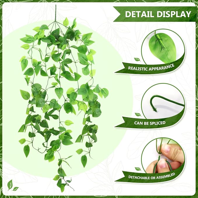 2-Pack Fake Hanging Plants, Faux Hanging Plant Artificial Greenery - Image 2