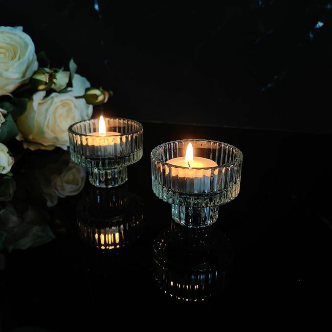 Hosley Set of 12 Glass Taper Candle Holders - Image 5