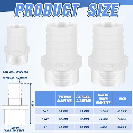 2 Pcs Pool PVC Tube Fitting Barbed Hose Fittings Adapter | Hose Fittings - Image 2