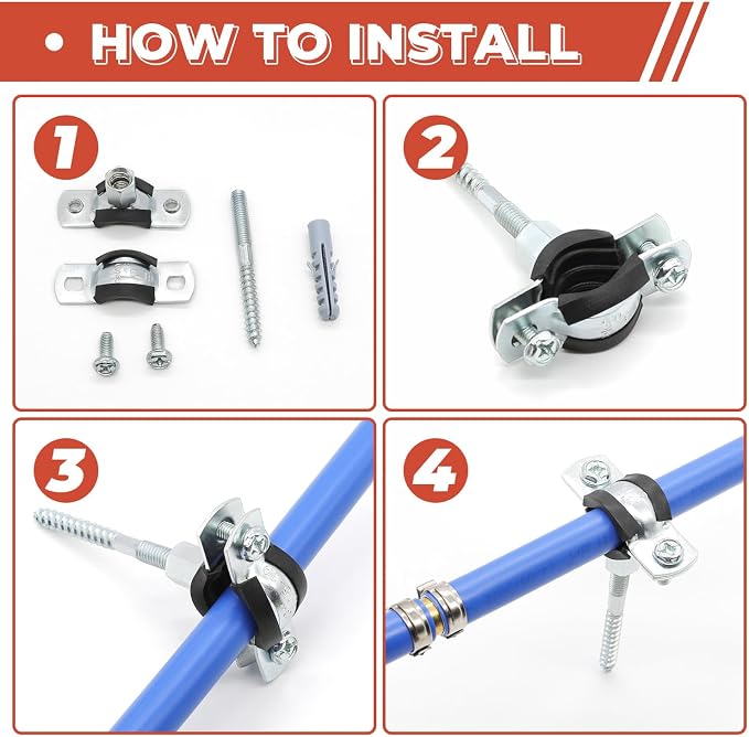 2 Pcs 4.4-4.6 Inch Split Ring Pipe Hanger, 113-118mm Heavy Duty Adjustable Pipe - Image 4