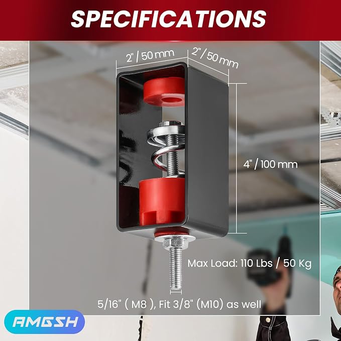 Ceiling Vibration Damping Mounts 110Lb Capacity, 1.2” Deflection | 8 Pack - Image 2