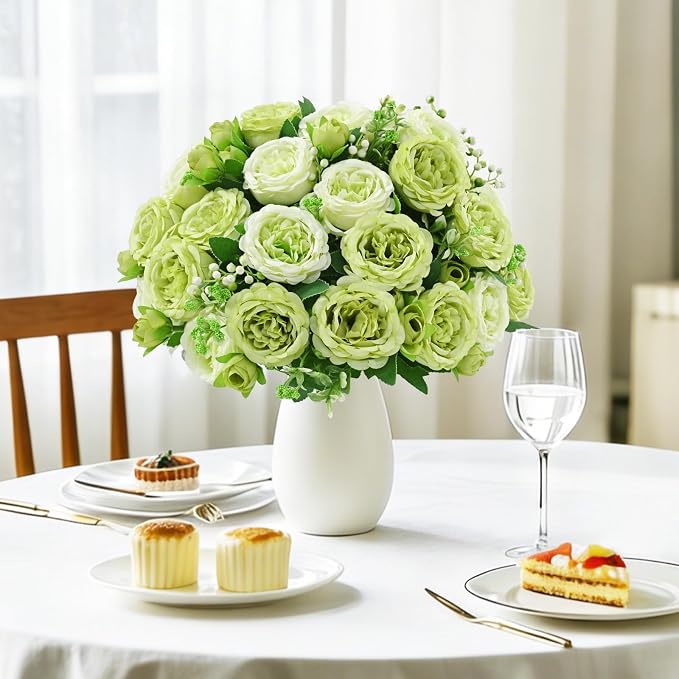 4 Packs Peonies Artificial Flowers, Mixed Green Silk Artificial Peonies | Fake - Image 9