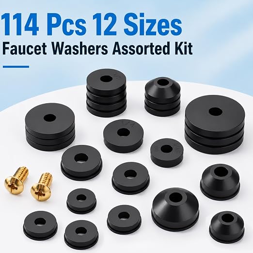 ZDBB 106 pcs Flat and Beveled Faucet Washers and Brass Bibb Screws Assortment - Image 6