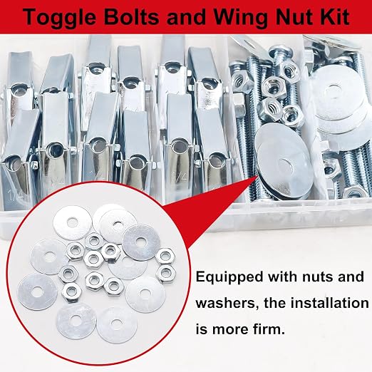 48Pcs 1/4 Inch Toggle Bolts, Butterfly Anchors Heavy Duty Drywall Anchors and - Image 3
