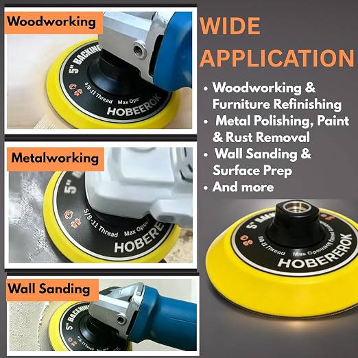 5" Hook and Loop Backing Pad, 5/8"-11 Angle Grinder Sanding Pad | Sanding Disc - Image 7