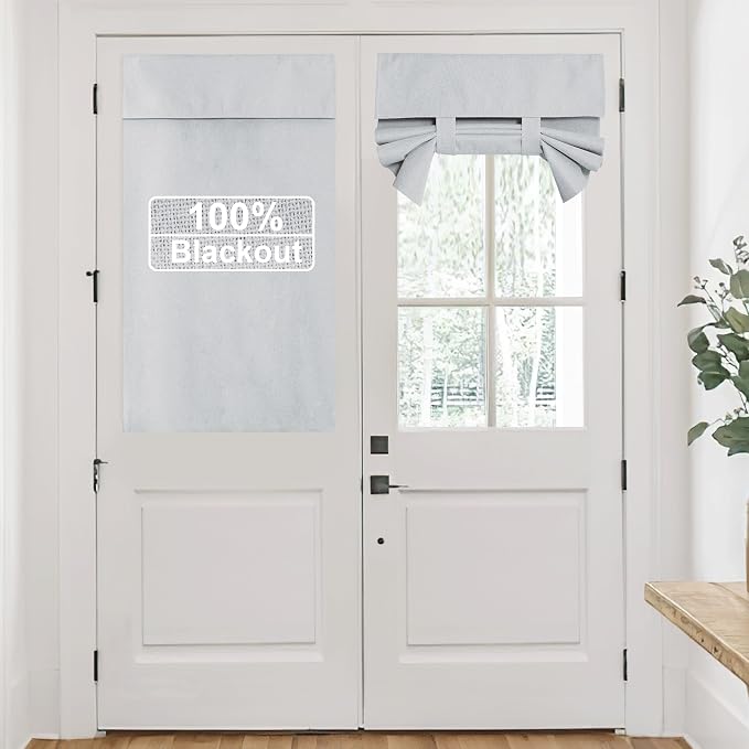 RYB HOME 100% Blackout Short French Door Linen Curtain by RYBHOME