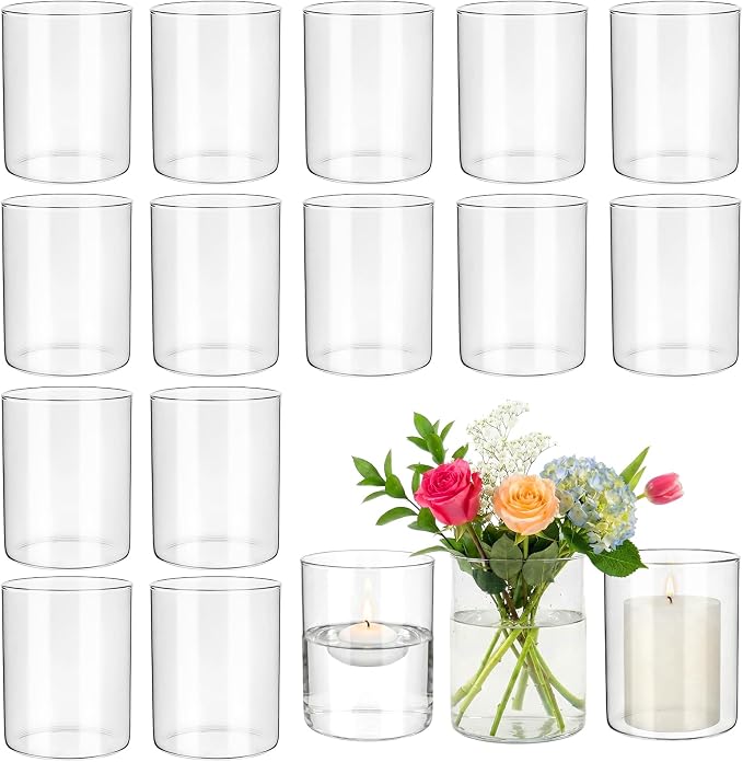 16 Pcs Glass Cylinder Bud Vases by saiguomi