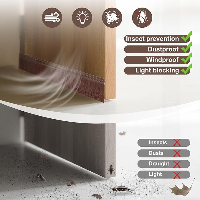6 Pack Door Brush Sweep | 2.80" x 39.3" CEPIA Brown Aluminum Seal - Image 5