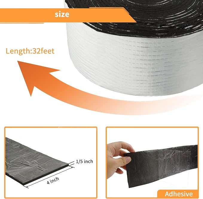 DOBTIM Foam Foil Pipe Insulation Wrap 4 in x 32 ft, Reflective Foil Insulation - Image 2
