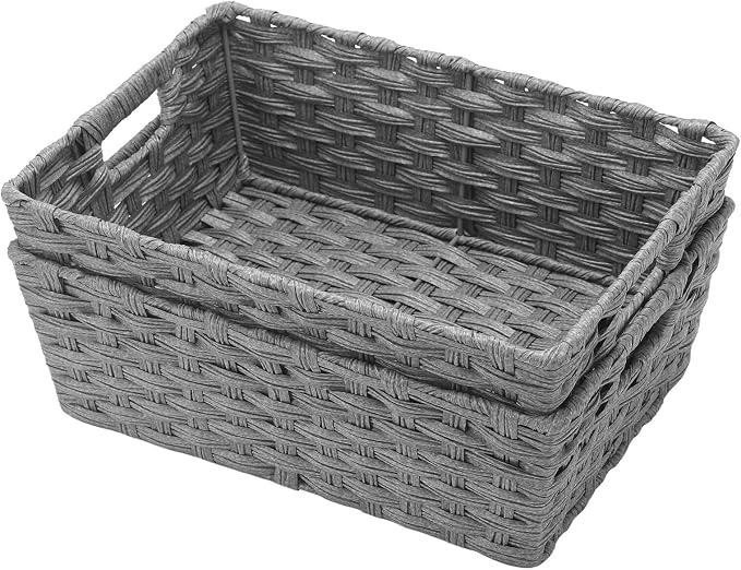 Onlytak Large Wicker Storage Basket, Metal Frame, Washable Waterproof, Woven - Image 8