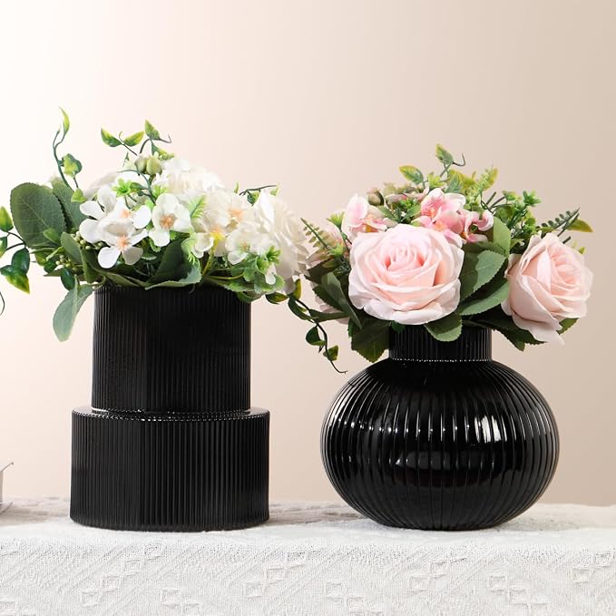 Ribbed Glass Vases, Modern Vase by YANWE