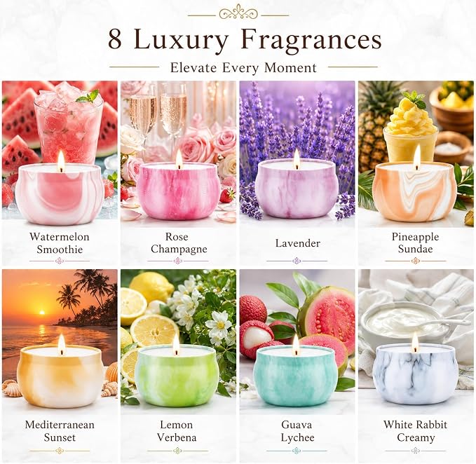 Scented Candles Gift Set, 8 Pack Soy Wax Blend Candles, 70 g Metal Candle Cans - Image 3