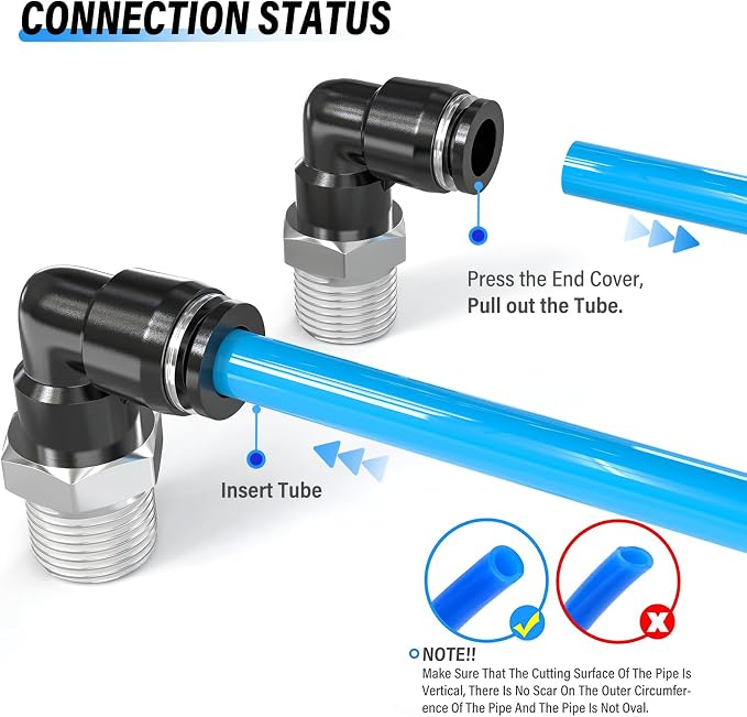 TAILONZ 8mm x 1/8" NPT Push to Connect Elbow Fitting 10pcs | Copper&Plastic - Image 6