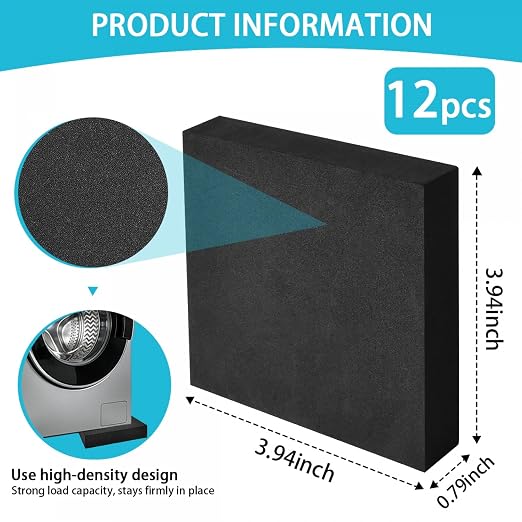 SenseYo 12 Pack Anti Vibration Pads 4" x 4" x 0.8" Mechanical Vibration - Image 2