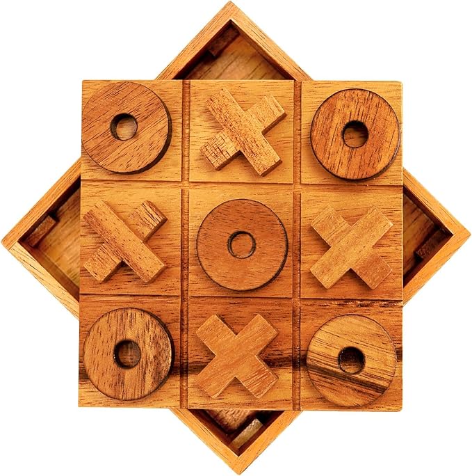 BSIRI Wooden Tic Tac Toe Game Coffee Tabletop XO Blocks Ideal - Image 8