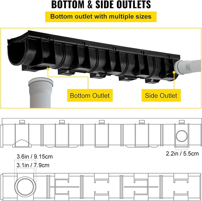 VEVOR Trench Drain System, Channel Drain - Image 5