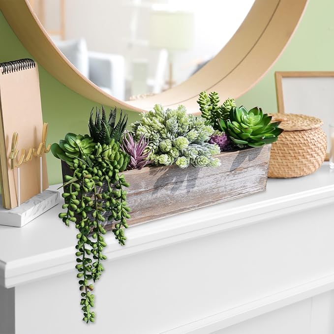 Winlyn Artificial Succulent Arrangement 14" Assorted Faux Succulents Plants in - Image 6