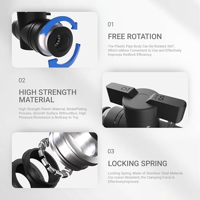 3/8 Push To Connect Valve, Shut Off Air Flow Control Fittings | Pneumatic - Image 4