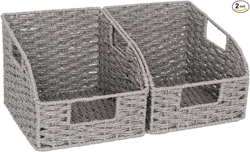 StorageWorks Wicker Baskets for Organizing, Paper Rope Gray Baskets, Wicker by StorageWorks