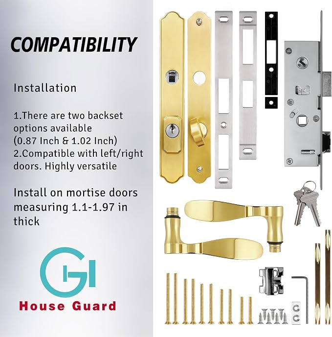 House Guard Brass Storm and Screen Door Handle Set - Image 5