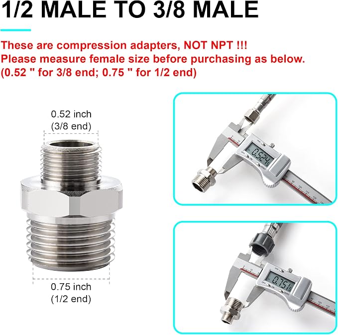 1/2 to 3/8 Reducer Faucet Adapter - Image 2