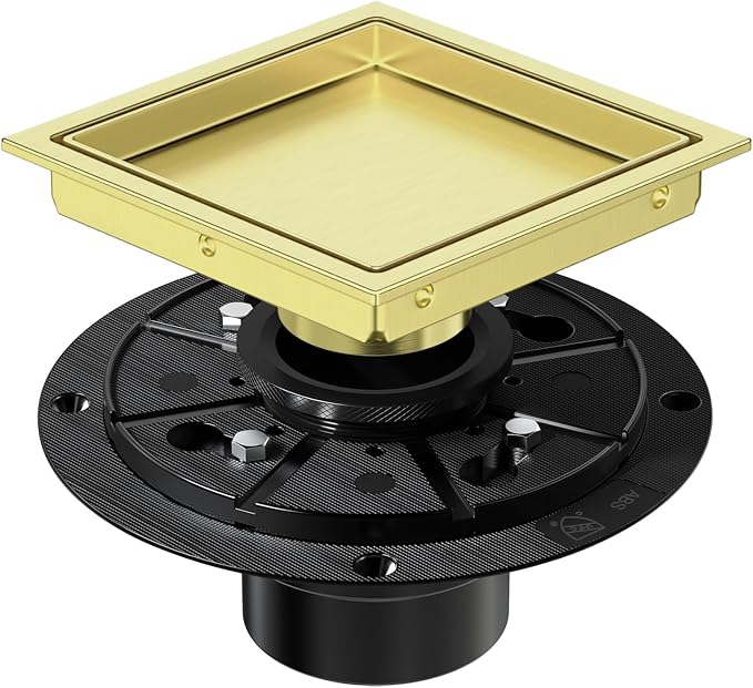 EXF Square Shower Drain 6 Inch Brushed Gold by EXF