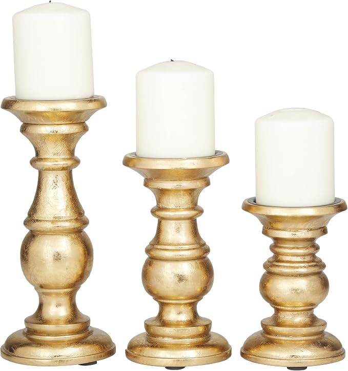 Deco 79 Mango Wood Decorative Candle Holder Turned Style Pillar Candle Stand by Unknown