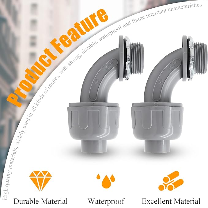 2Pcs 1/2" NPT Liquid-Tight Connector, 90-Degree | Electrical Conduit Connector - Image 5