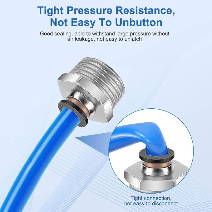 CNAODUN 12 Pcs Push to Connect Fittings 1/4 Inch Tube OD x 1/2 Inch NPT Thread - Image 4