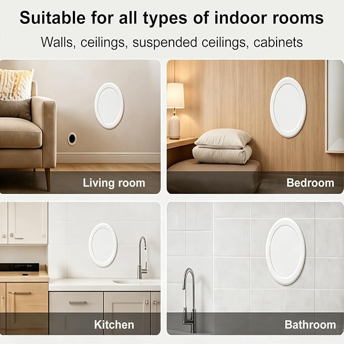 Plastic Access Panel 2 Pack, ABS Round Wall Hole Cover Plate, 3 Second Adhesive - Image 9