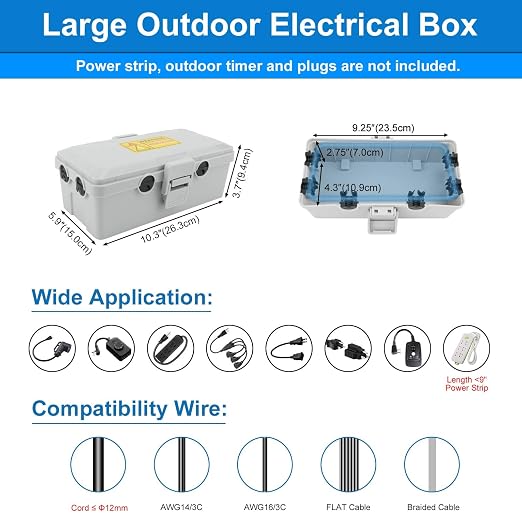 NineLeaf Grey Outdoor Electrical Box, Weatherproof Connection Box | IP54 - Image 6
