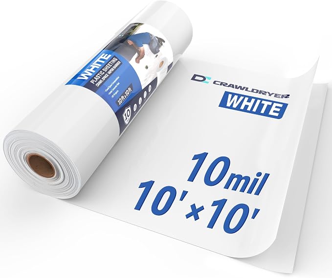 White Plastic Sheeting, 10 Mil 10' x 10', Crawl Space Vapor Barrier, Plastic - Image 8