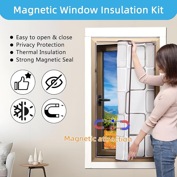 DIY Magnetic Window Insulation Kit Matte Frosted Privacy Film - Image 3