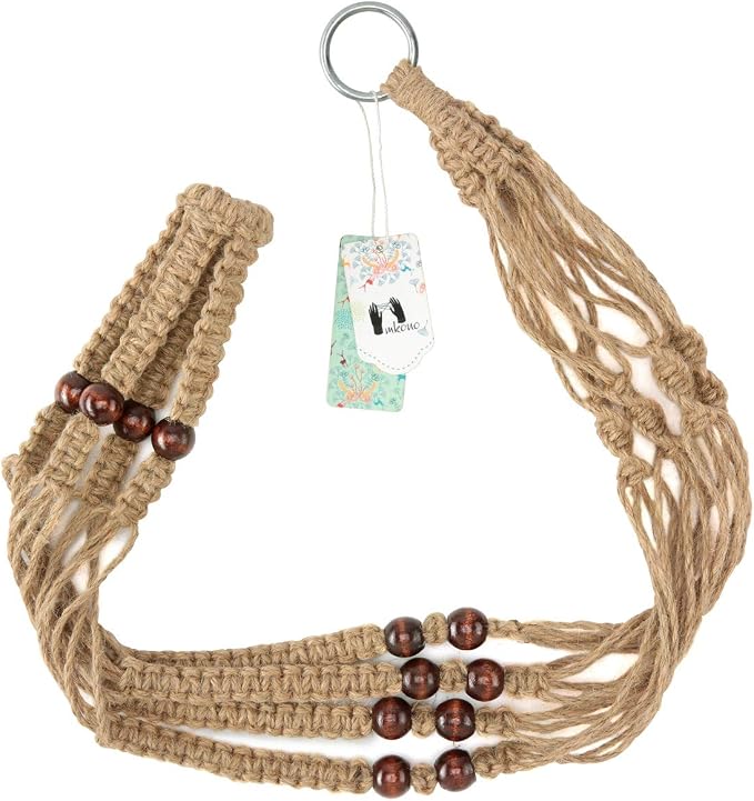 Mkono Macrame Plant Hanger Indoor 35 Inch Hanging Planter Basket Brown 2Pcs | - Image 7