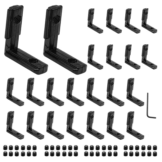 24pcs 2020 Extrusion Connector Corner Bracket Joint Black | 2020 Extruded by SeekLiny