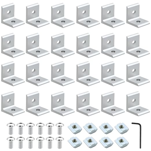 24Pack 4040 Corner Bracket Connector 90Degree Angle Bracket Silver | 40 Series by SeekLiny