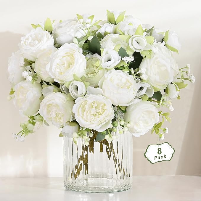 8 Packs Peonies Artificial Flowers by MARTINEMALL