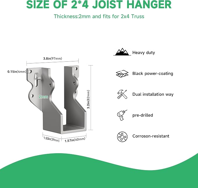 Heavy Duty 2X4 Joist Hanger 14 Gauge LU24 Galvanizing Face Mount Joist Hangers - Image 5