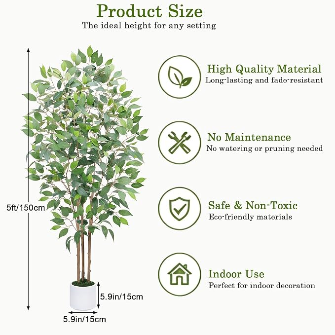 GTIDEA 5FT Artificial Ficus Tree - Image 2