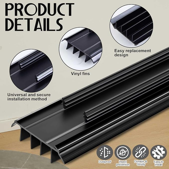 Pushglossy 2 Pcs Kerf Style Door Bottom Seal - Image 3